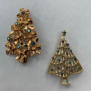 Vintage Christmas tree pins - set of 2